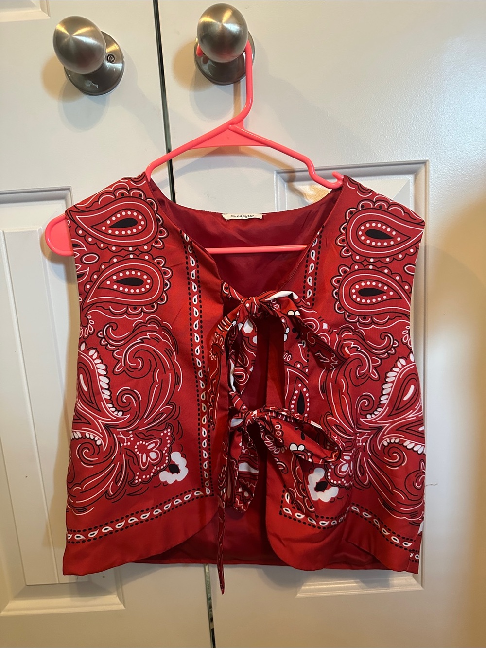 Sunday Red Paisley Tie-Front Camisole